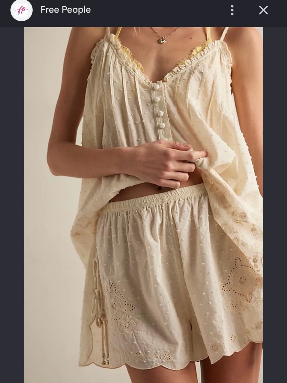 Free People Little Love Lounge Set Cream Color